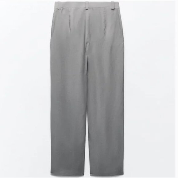 NWT ZARA 2 PIECES MATCH SET SUIT OVERSIZED LINEN BLEND VEST + FLARED PANTS GRAY - Picture 13 of 14